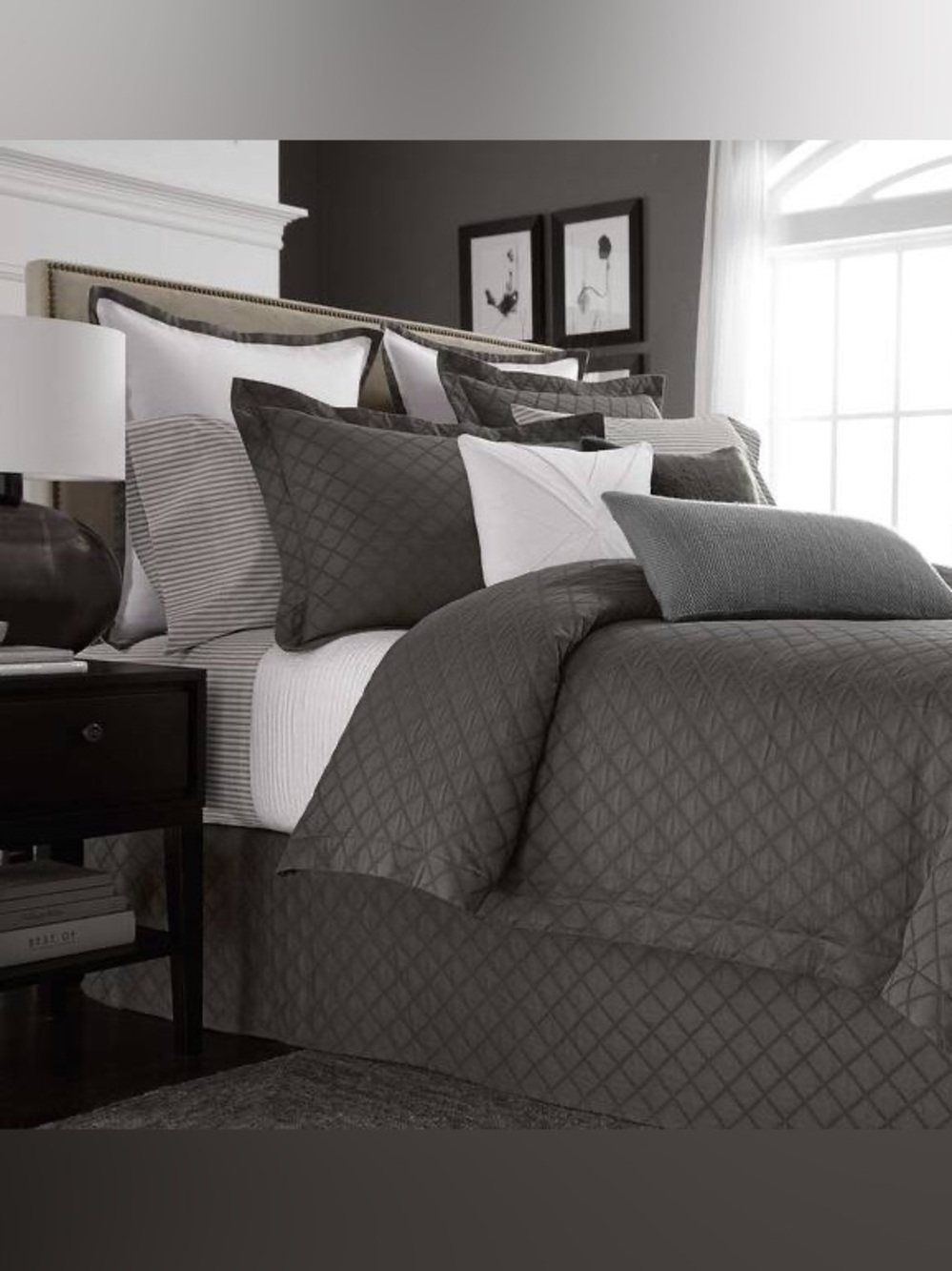 Wamsutta Beekman King Size Duvet Cover In “Smoke”